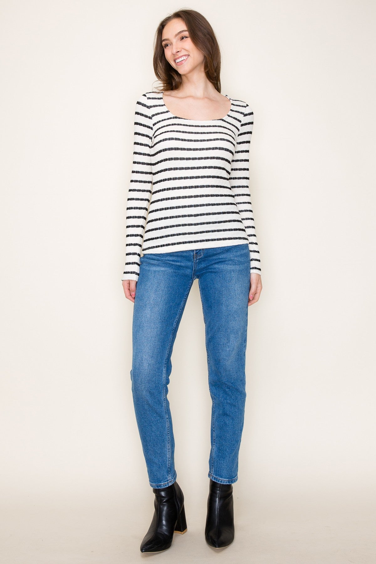 Black Striped Long Sleeve Top