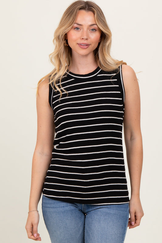 Black/Ivory Stripe Knitted Tank Top