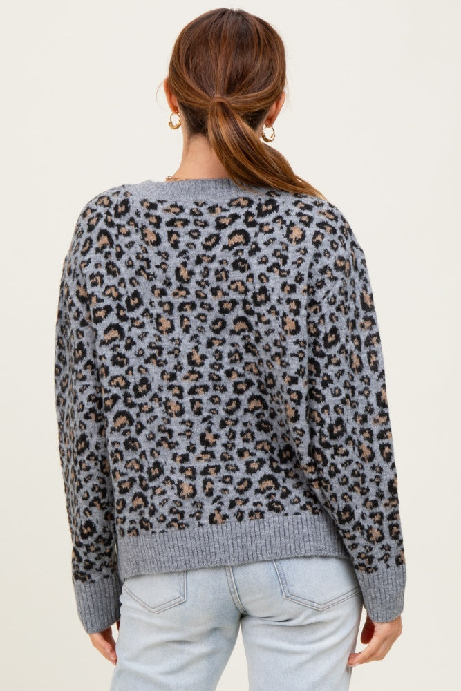 Grey Animal Print Sweater