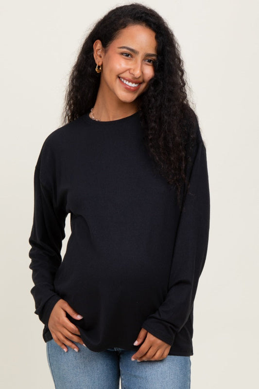 Black Relaxed Fit Maternity Long Sleeve Top