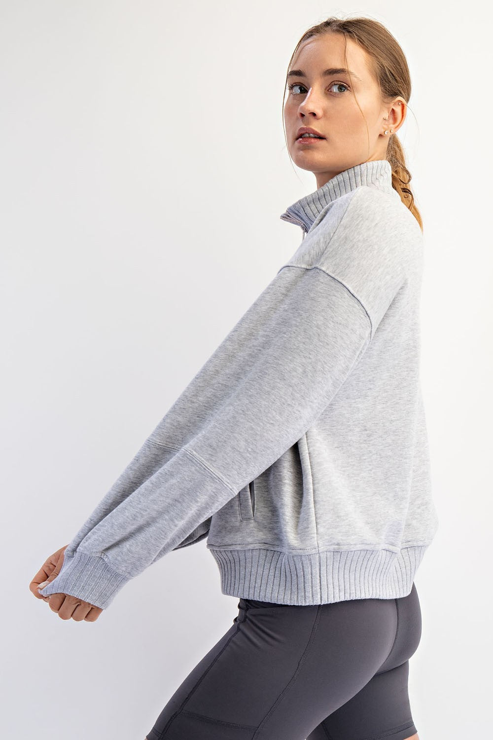 Heather Grey French Terry Quarter Zip Pullover
