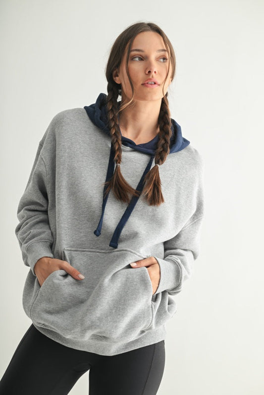 Navy Heather Grey Colorblock Hoodie