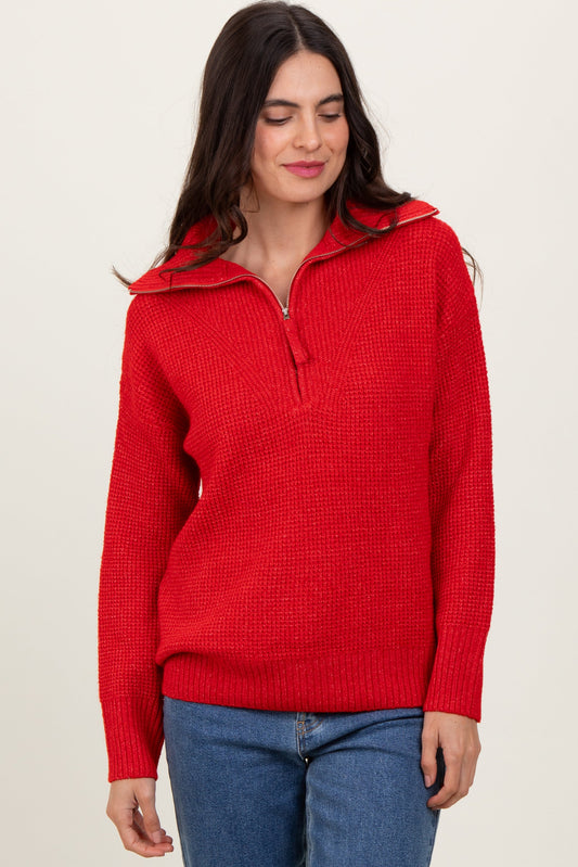 Red Half Zip Pullover Sweater