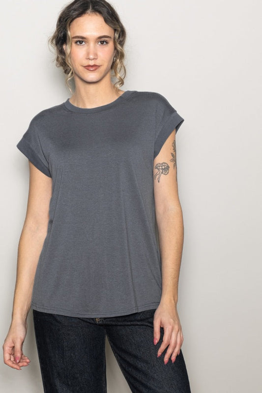 Charcoal Crew Neck Muscle Tee
