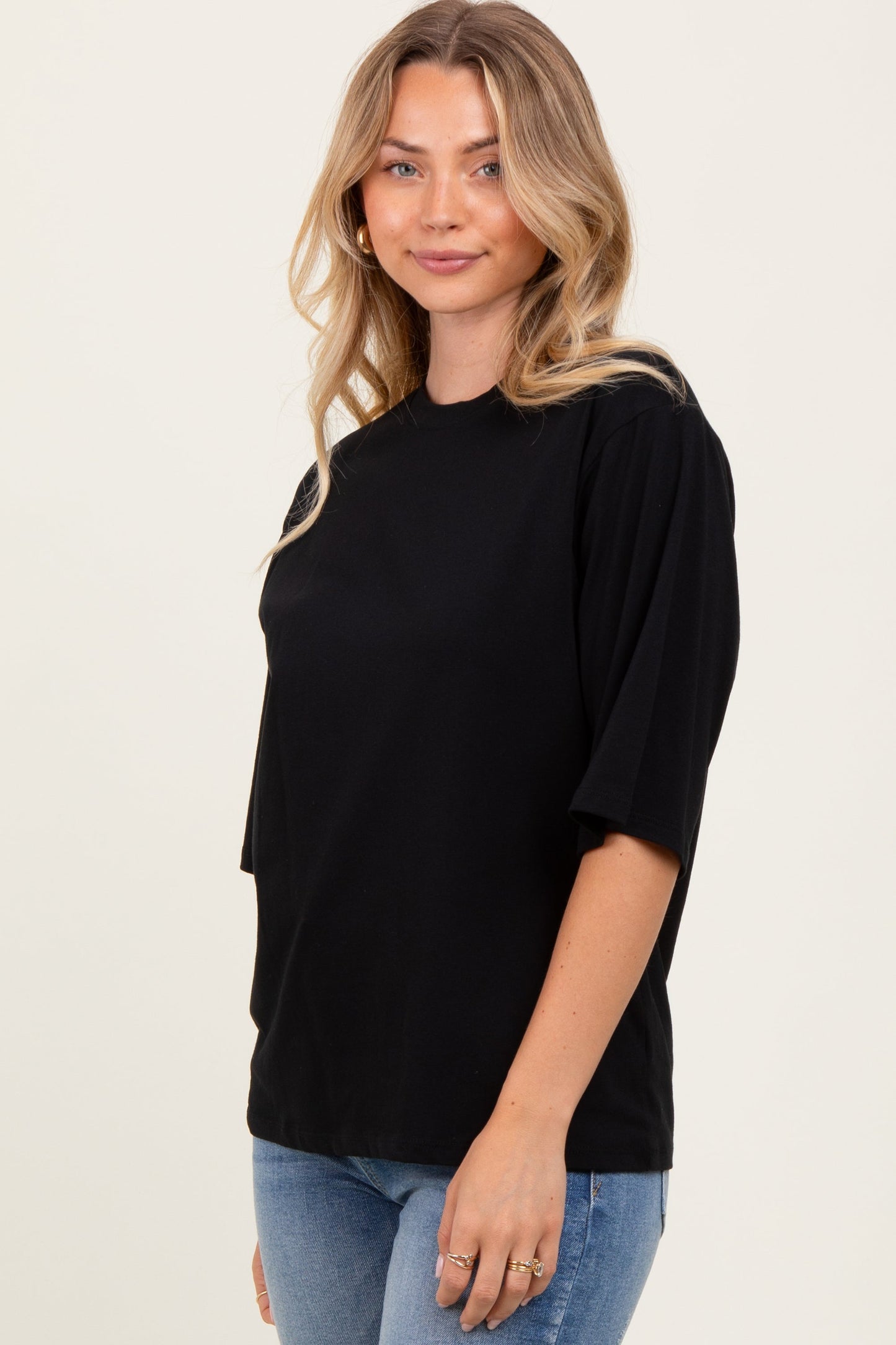 Black Crew Neck Oversized Tee