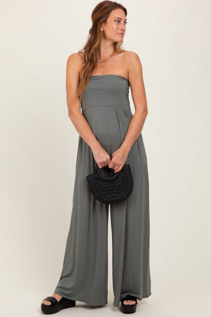 Olive Wide Leg Maternity Jumpsuit
