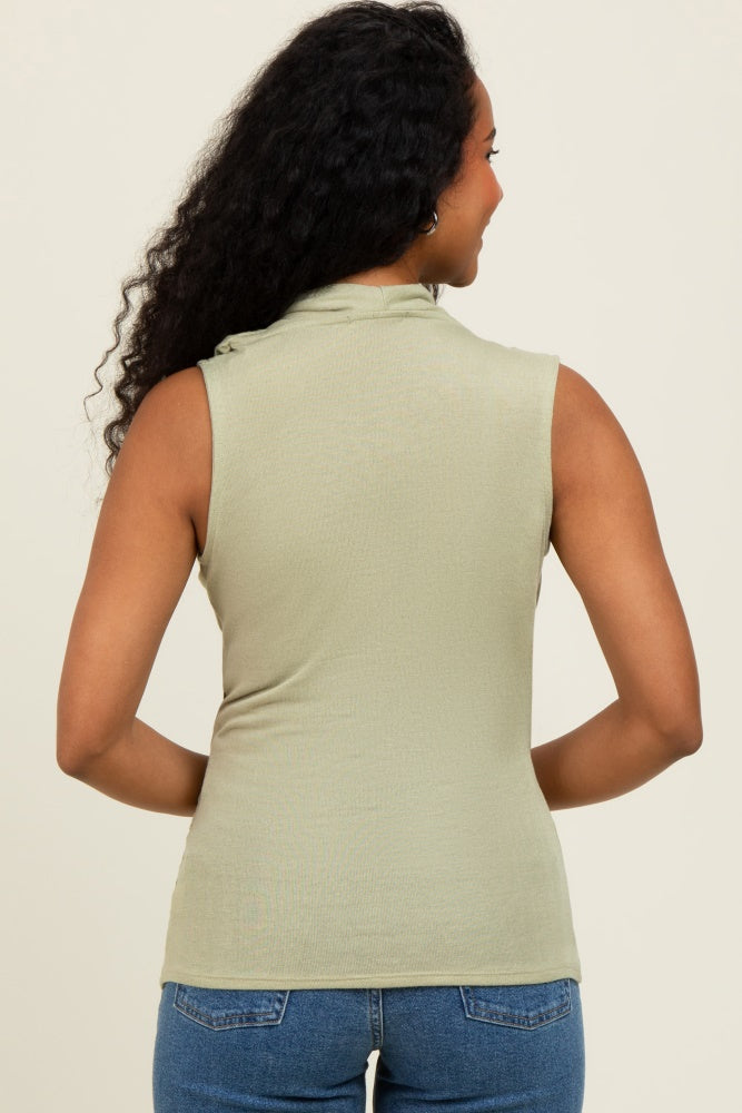 Sage Draped Crossover Sleeveless Top