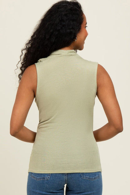 Sage Draped Crossover Sleeveless Top