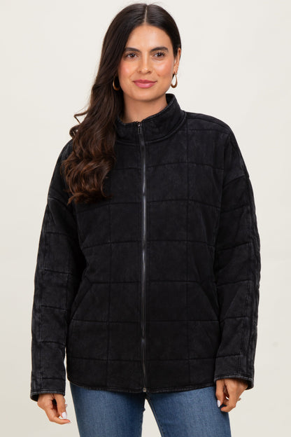 Black Quilted Oversized Jacket