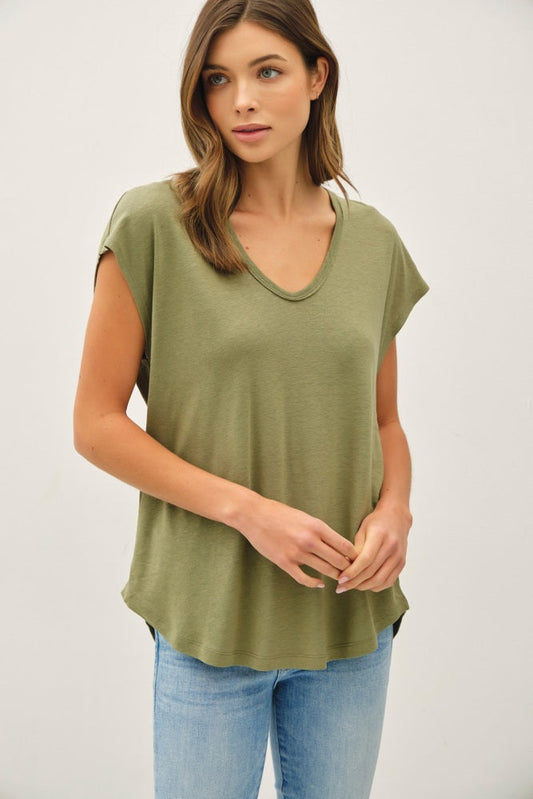 Green V-Neck Top