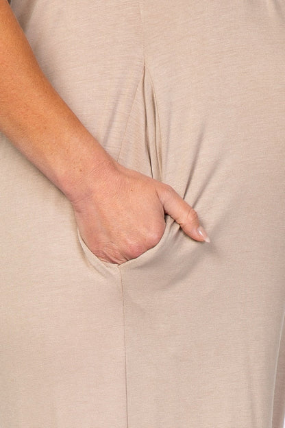 Taupe Sleeveless Wide Leg Maternity Jumpsuit