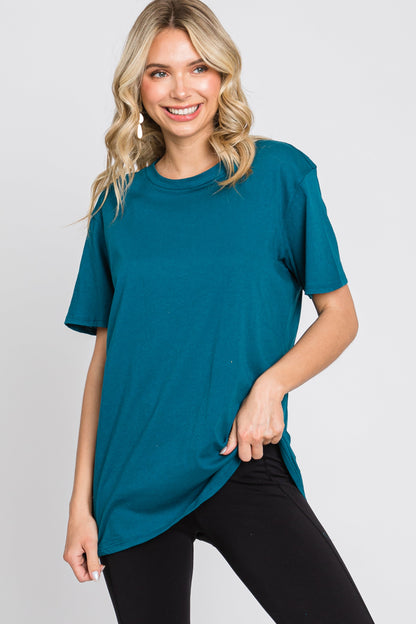 Teal Oversized Short Sleeve Maternity Top