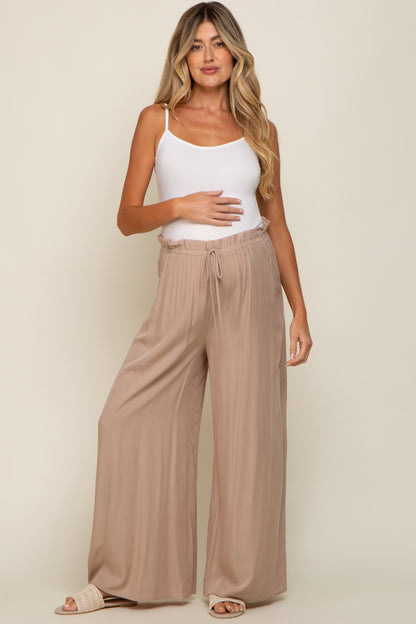 Taupe Wide Leg Maternity Pants