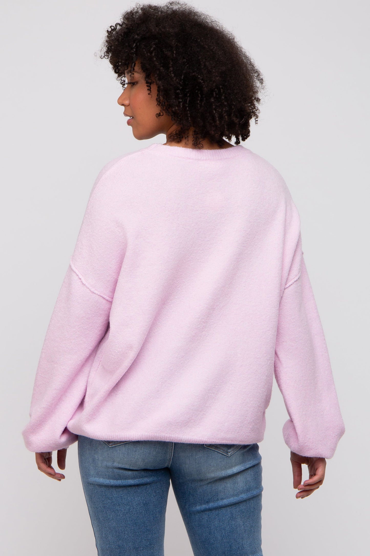 Light Pink Basic Drop Shoulder Sweater